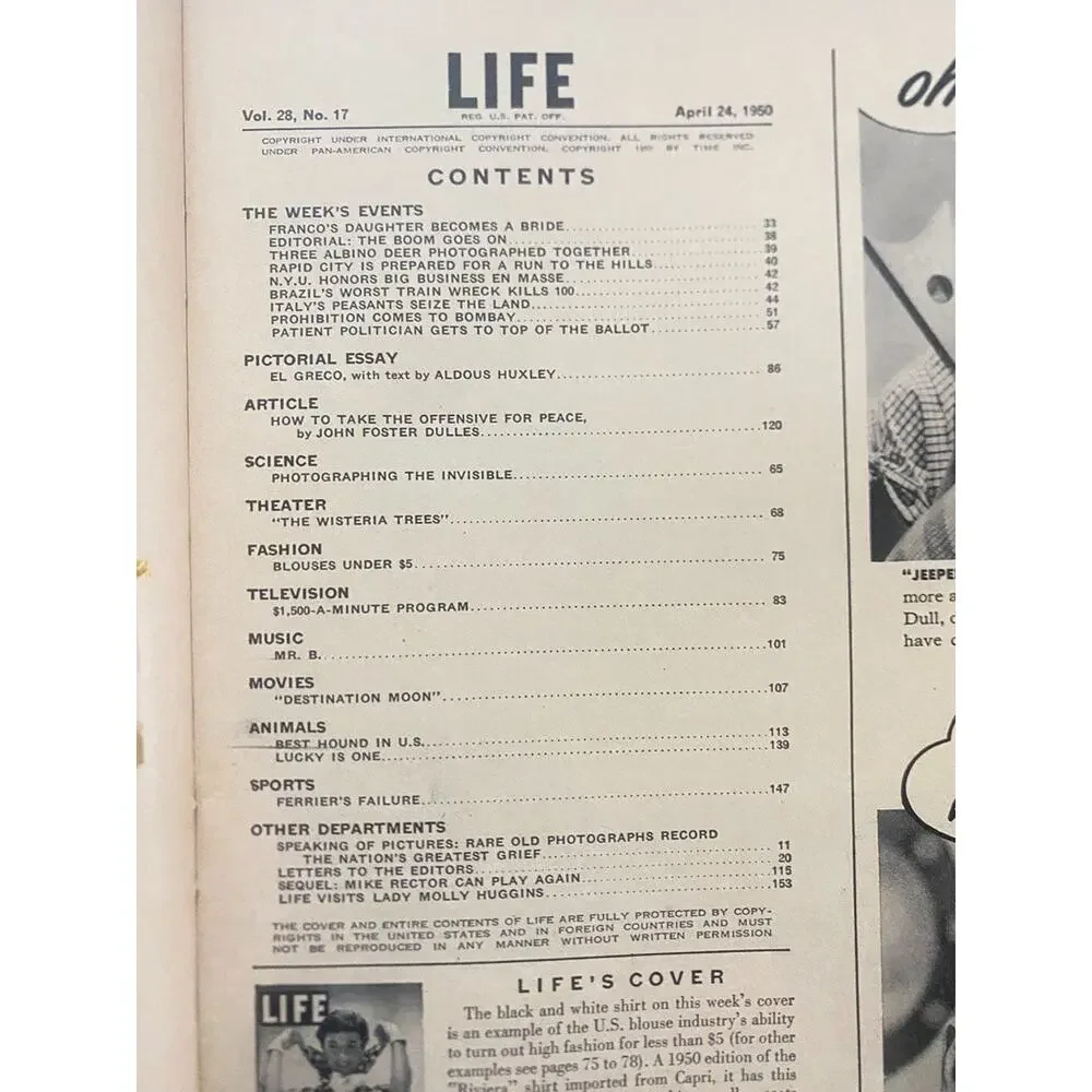 LIFE Magazine April 24 1950 Blouses Under $5 Fashion Cover Maggi McNamara